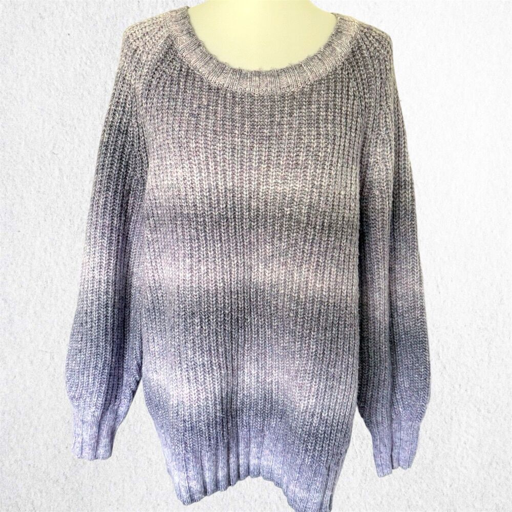 Womens Gap Chunky Knit Ombre Space Dye Purple Gap Sweater Acrylic Cozy Colorful